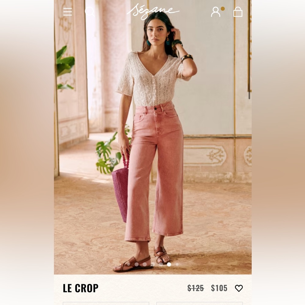 Sezane Le Crop jeans in Rosewood - Picture 3 of 7